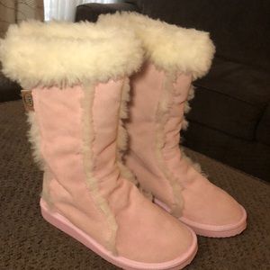 Emu Shearling Pink Suede Boots